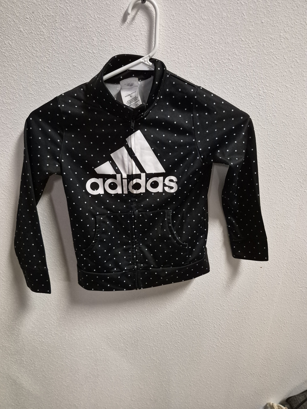 adidas Kids Black Polka Dot Zip Swim Jacket